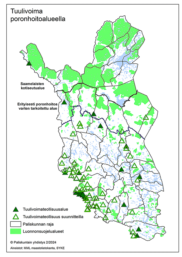 Tuulivoima poronhoitoalueella.