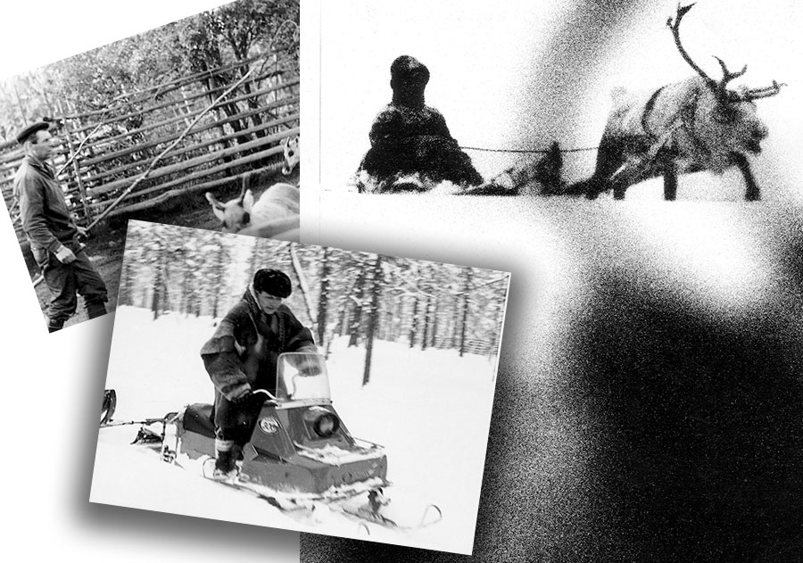 Equipment used in reindeer herding. The snowmobile brought changes to reindeer herding.